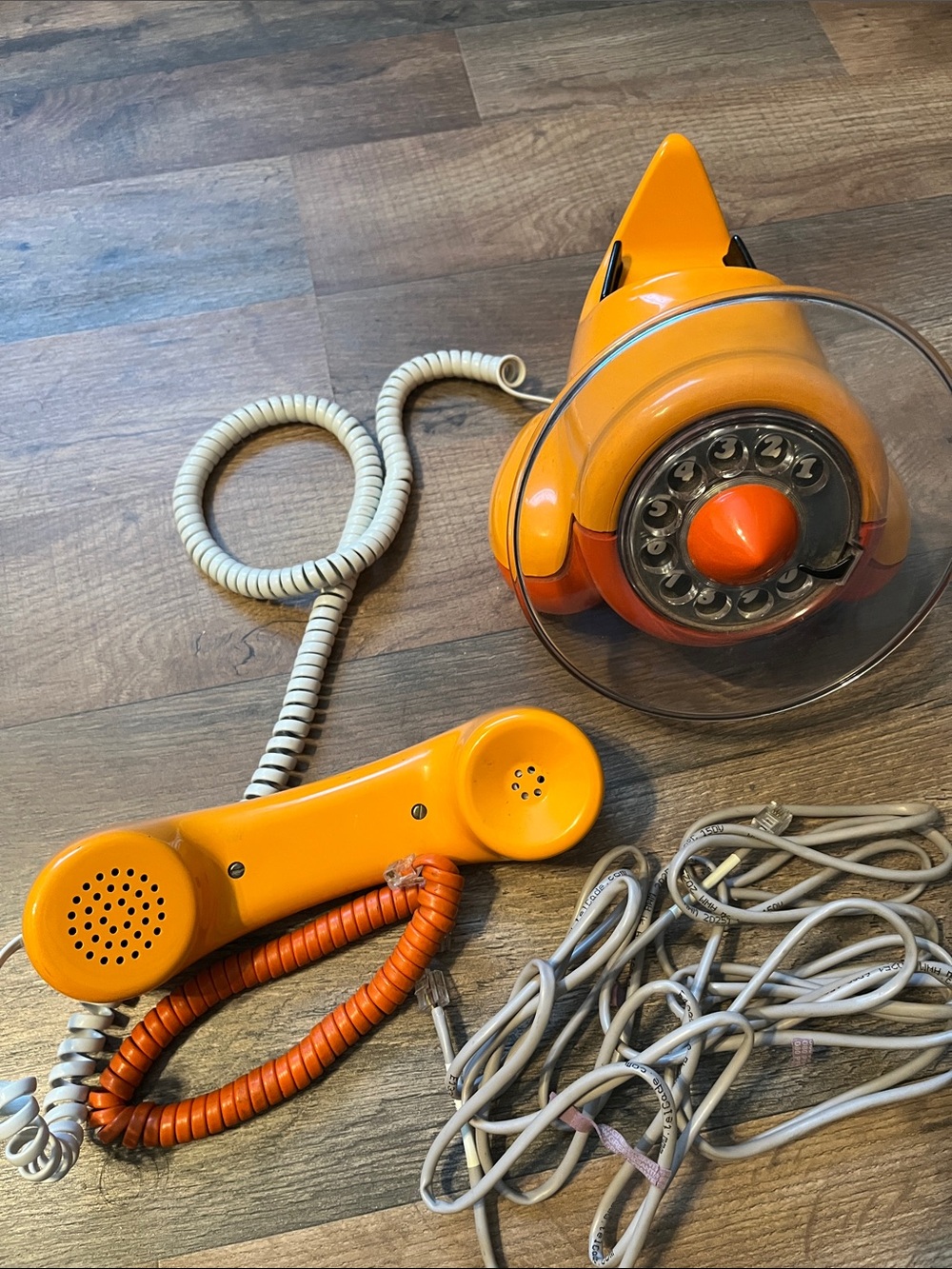 Vintage Orange Rotary Desk Telephone